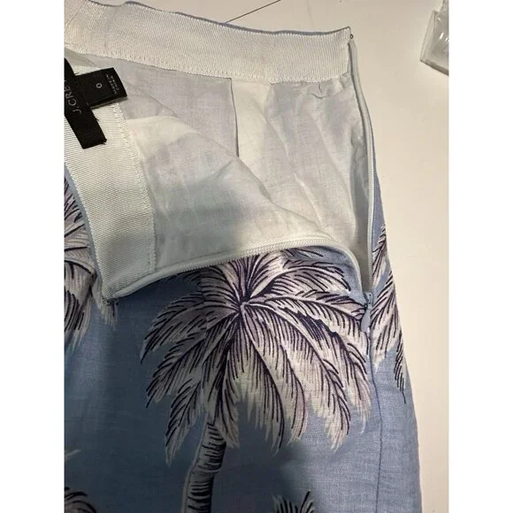 J. Crew Womens Linen Short Skirt In Palm Tree Print Size 0 Tropical Hawaiian - Picture 6 of 8